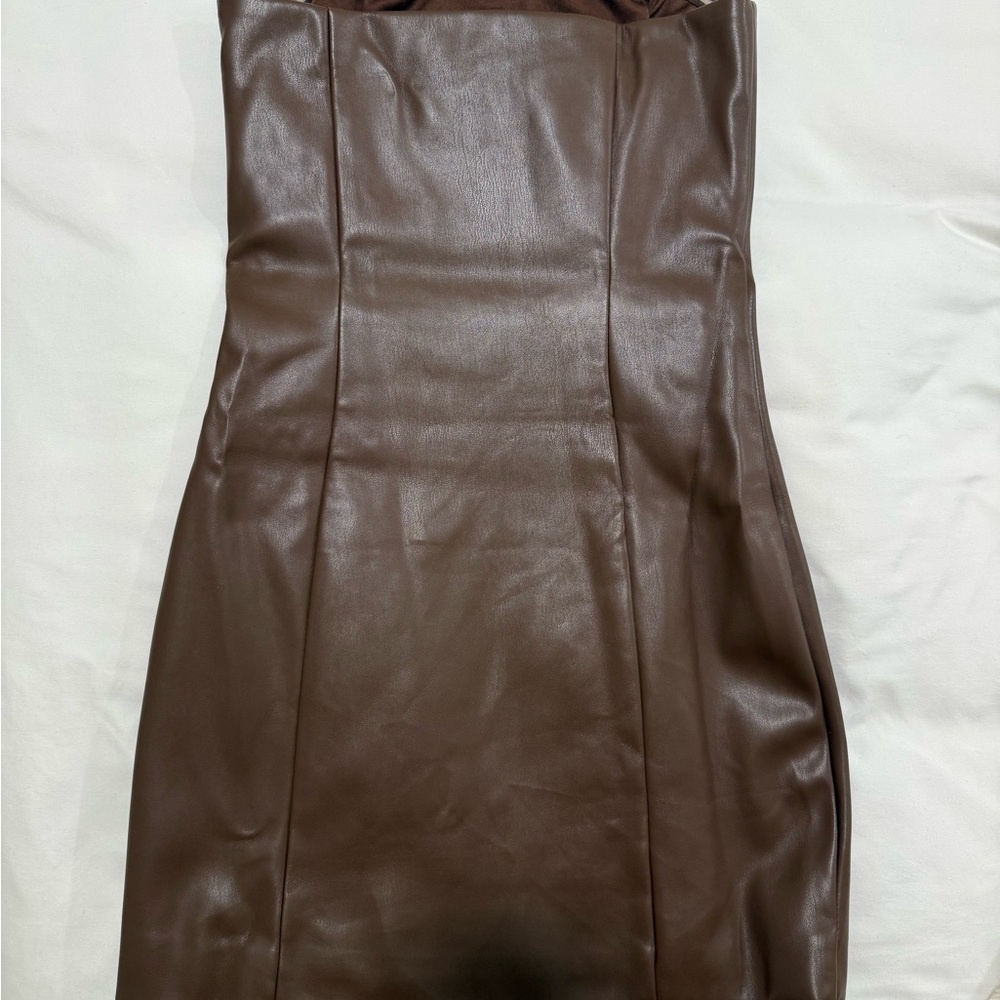 Brown LeatherMini Dress